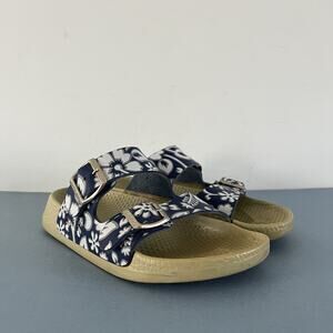 Birkenstock Birkis Arizona Blue Floral Hawaiian Waterproof Rubber Sandals